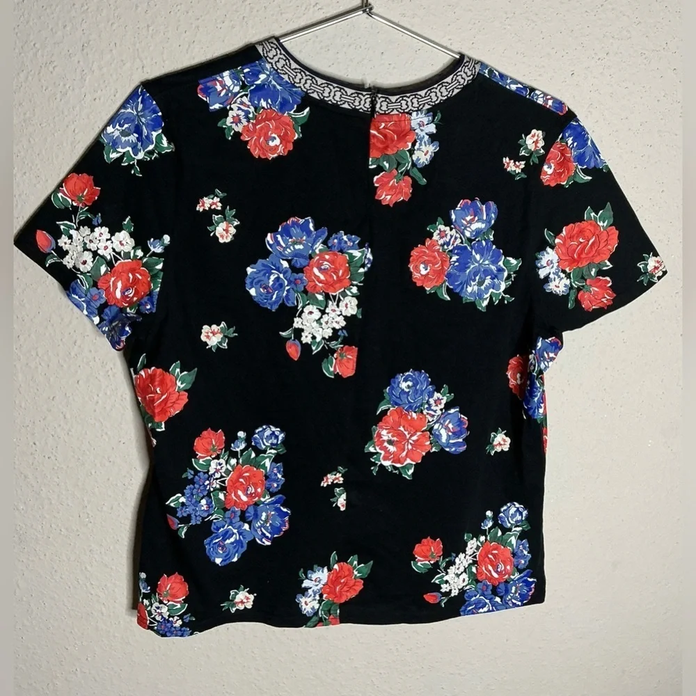 Tory Burch Floral Embellished T-Shirt - Size L